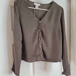 Women's Button-Up Blouse - Brown